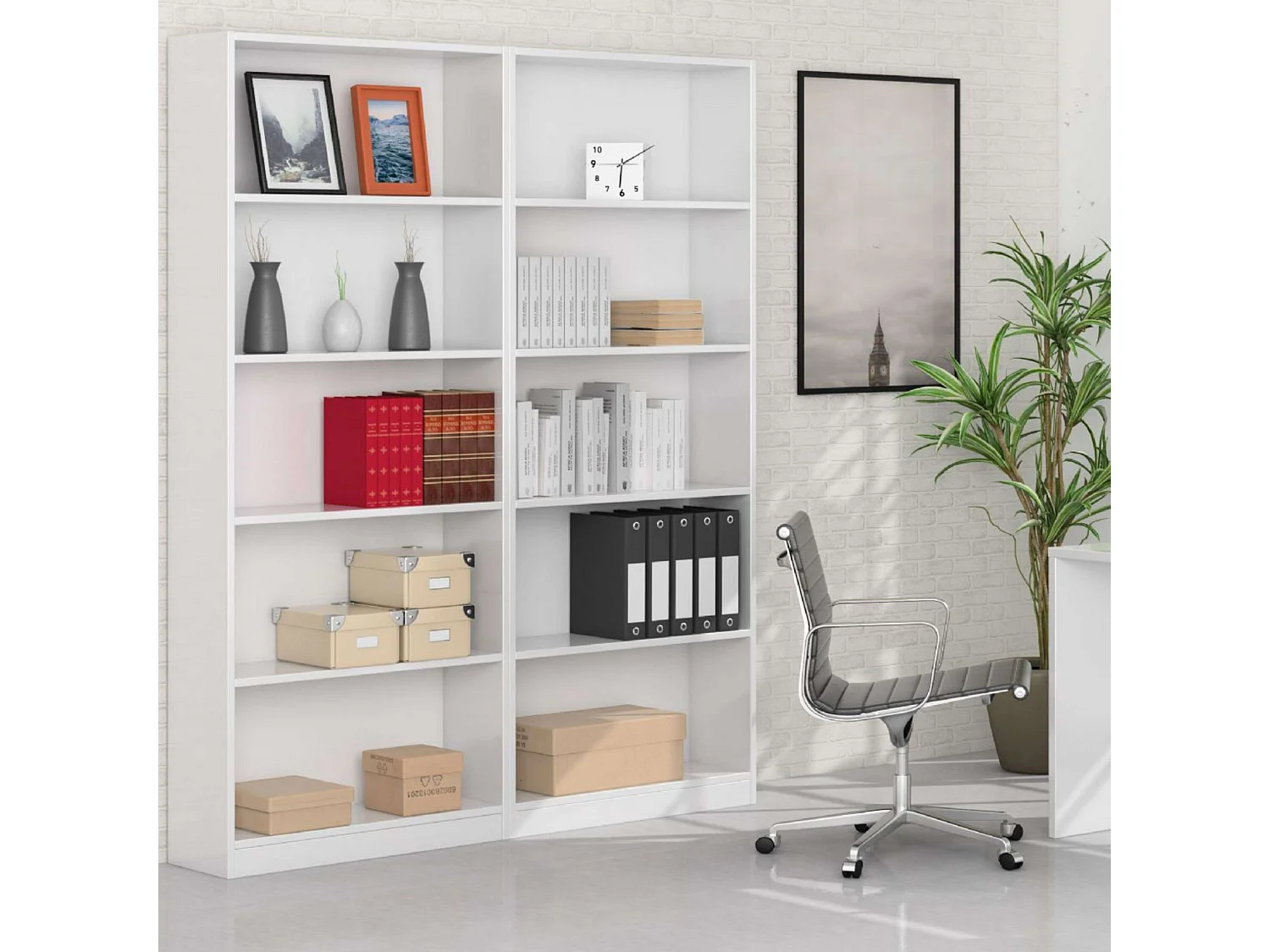 Pack Muebles Estudio Juvenil Color Blanco Y Gris Oficina Despacho Estilo Moderno (escritorio + Estantería)