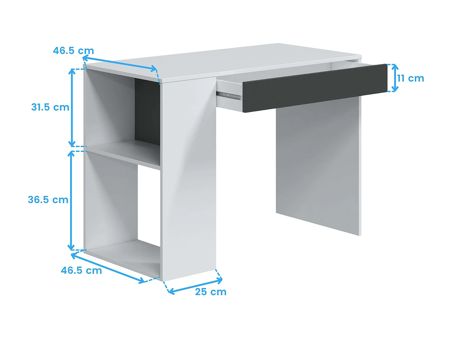 Pack Muebles Estudio Juvenil Color Blanco Y Gris Oficina Despacho Estilo Moderno (escritorio + Estantería)