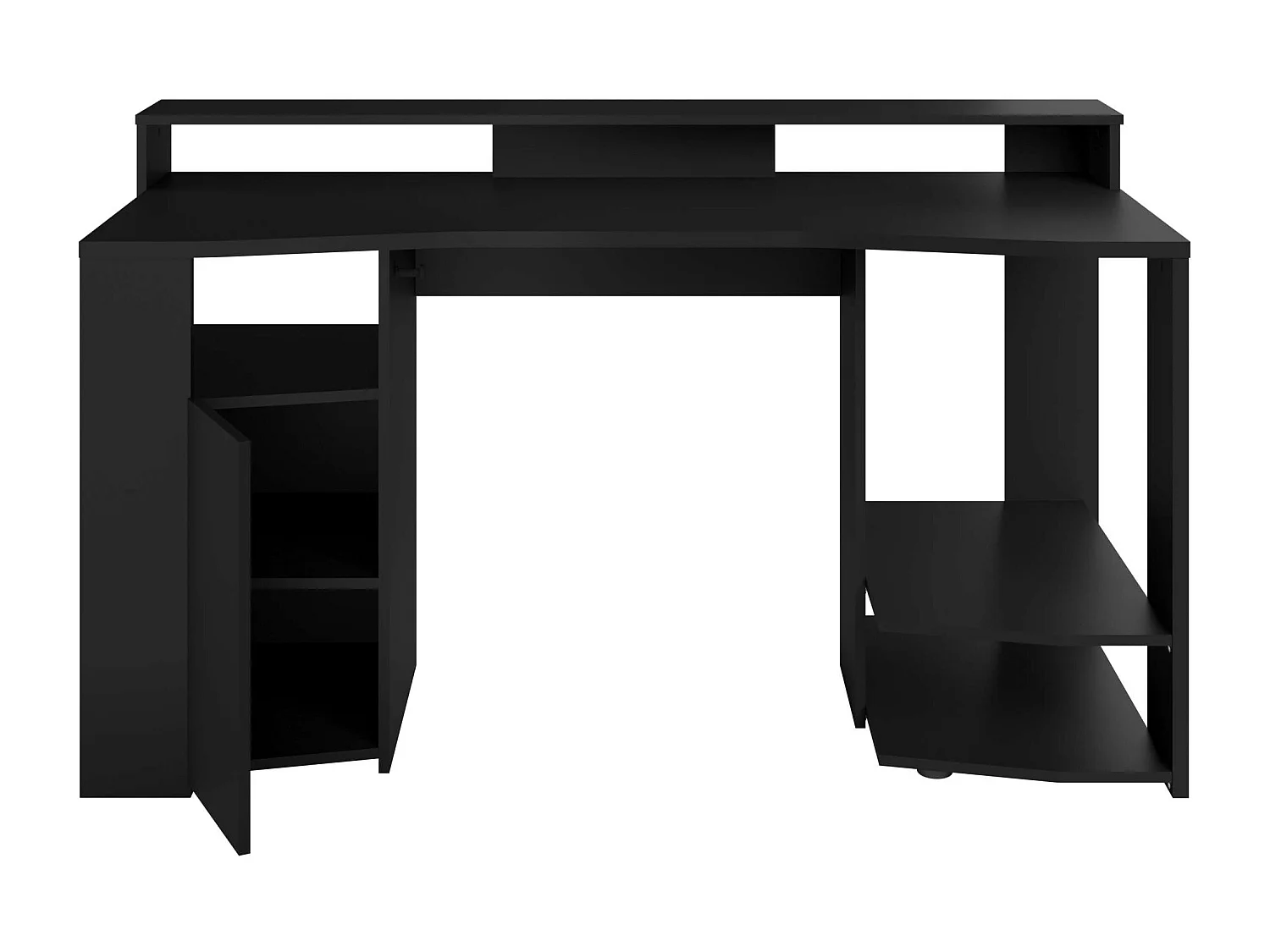 Pack muebles gaming con LED incluido color negro estilo moderno (mesa gamer + 2 estanterías)