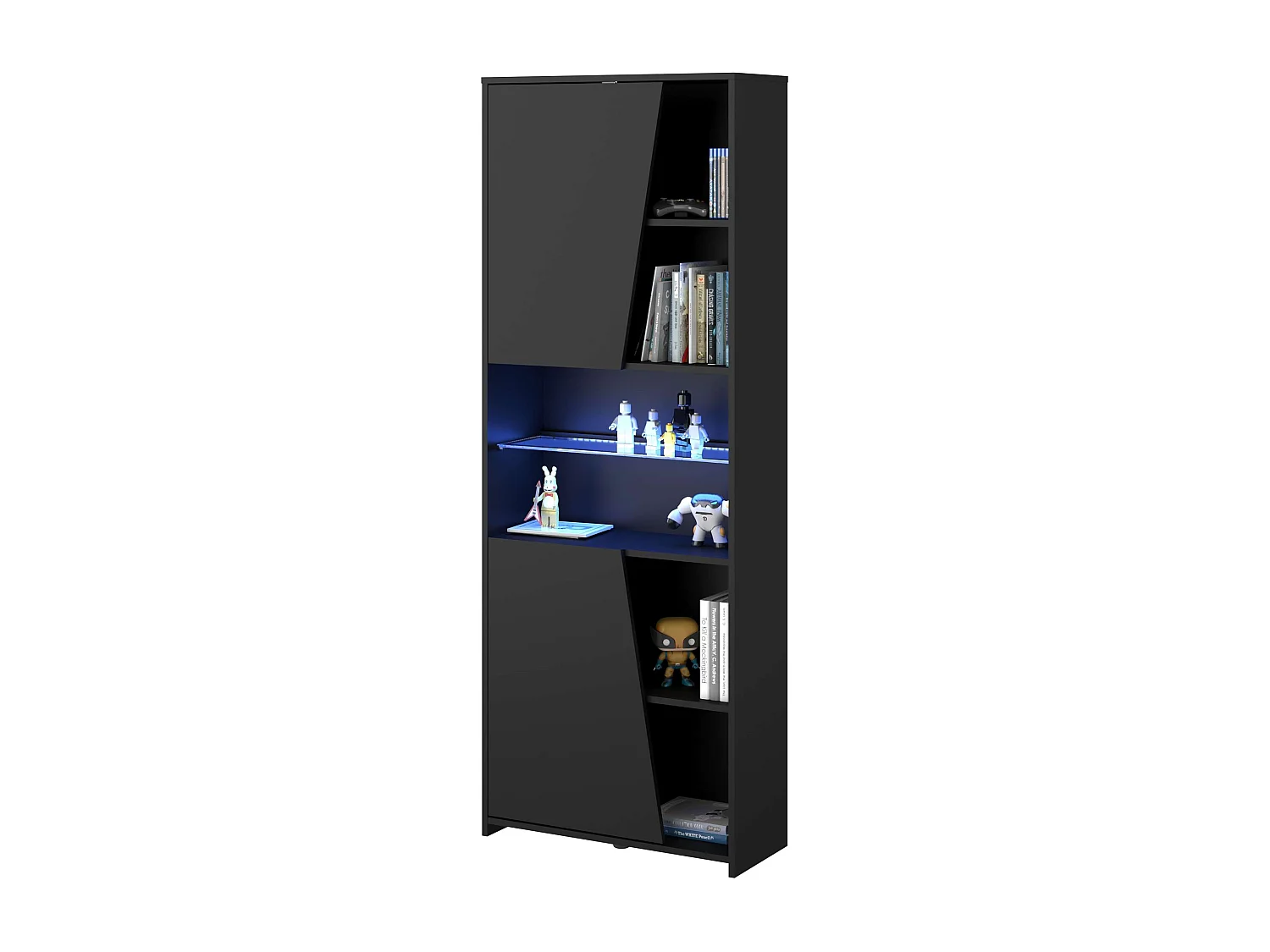 Pack muebles gaming con LED incluido color negro estilo moderno (mesa gamer + 2 estanterías)