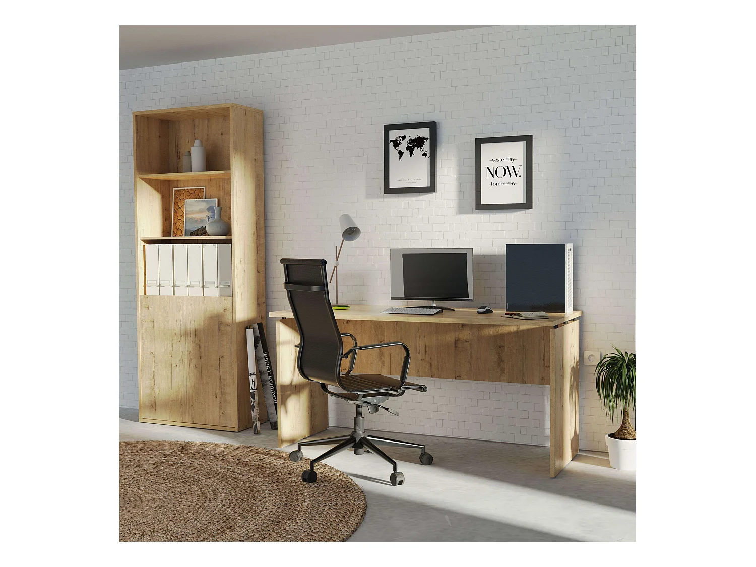 Pack Muebles Despacho Estant. + Escrit. Color Roble Gold