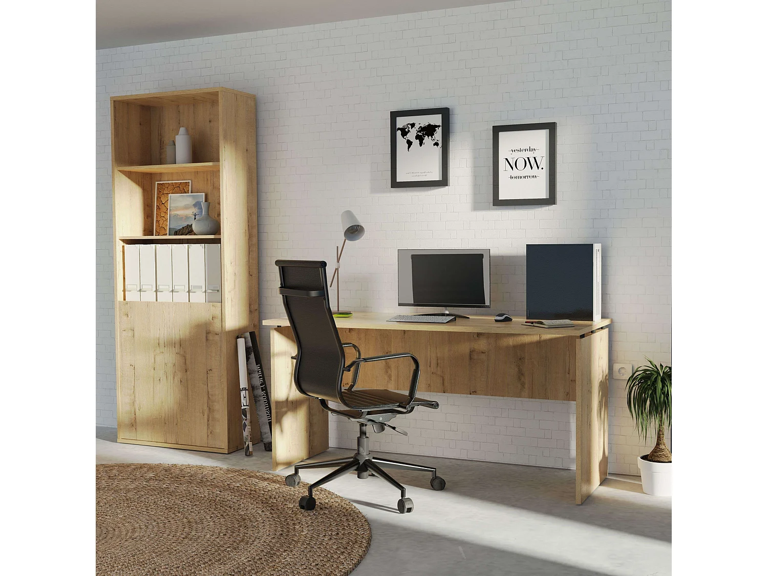 Pack Muebles Despacho Estant. + Escrit. Color Roble Gold