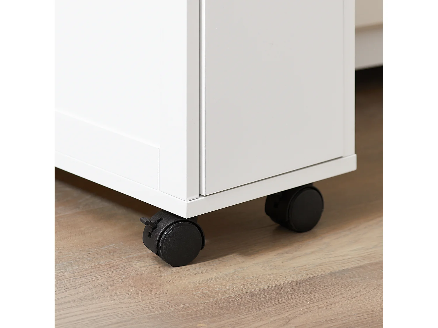 SoBuy Chariot de Rangement Étroit à Roulettes, Plateau en Bois et Tiroir Double