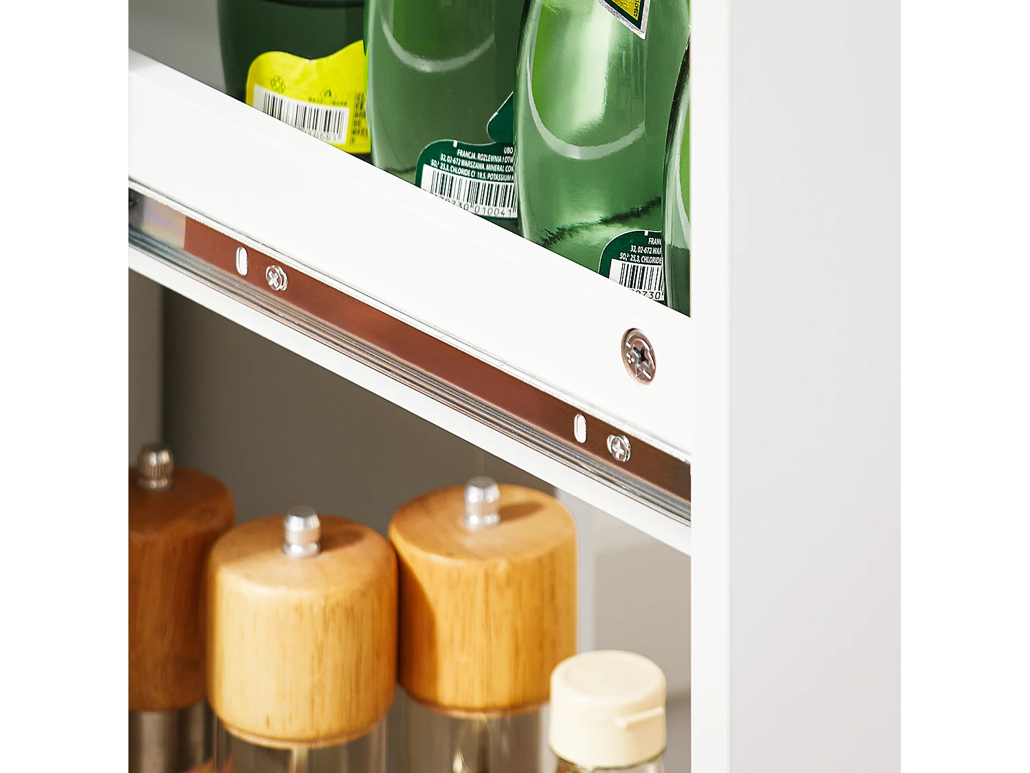 SoBuy Chariot de Rangement Étroit à Roulettes, Plateau en Bois et Tiroir Double