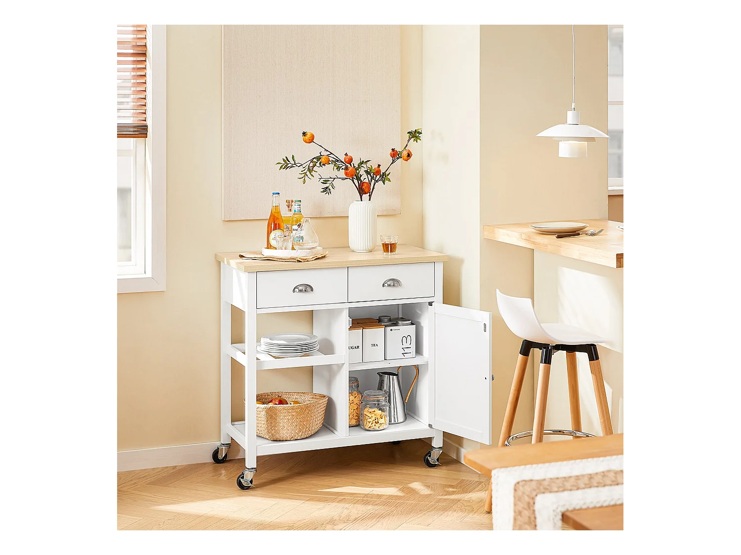 SoBuy Chariot de Cuisine Roulant Blanc 87 x 48 x 89 cm