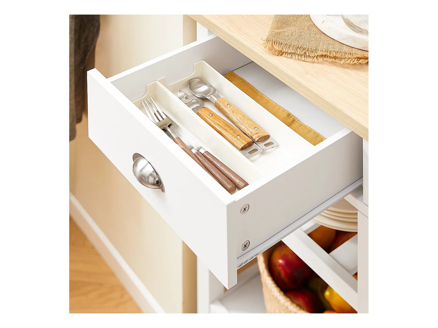 SoBuy Chariot de Cuisine Roulant Blanc 87 x 48 x 89 cm