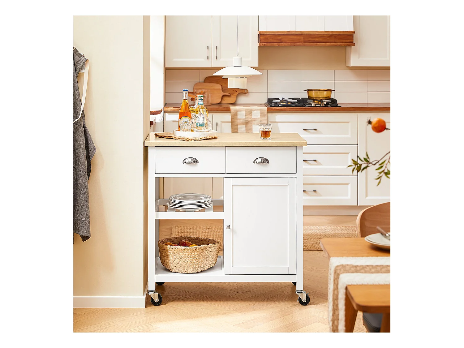 SoBuy Chariot de Cuisine Roulant Blanc 87 x 48 x 89 cm