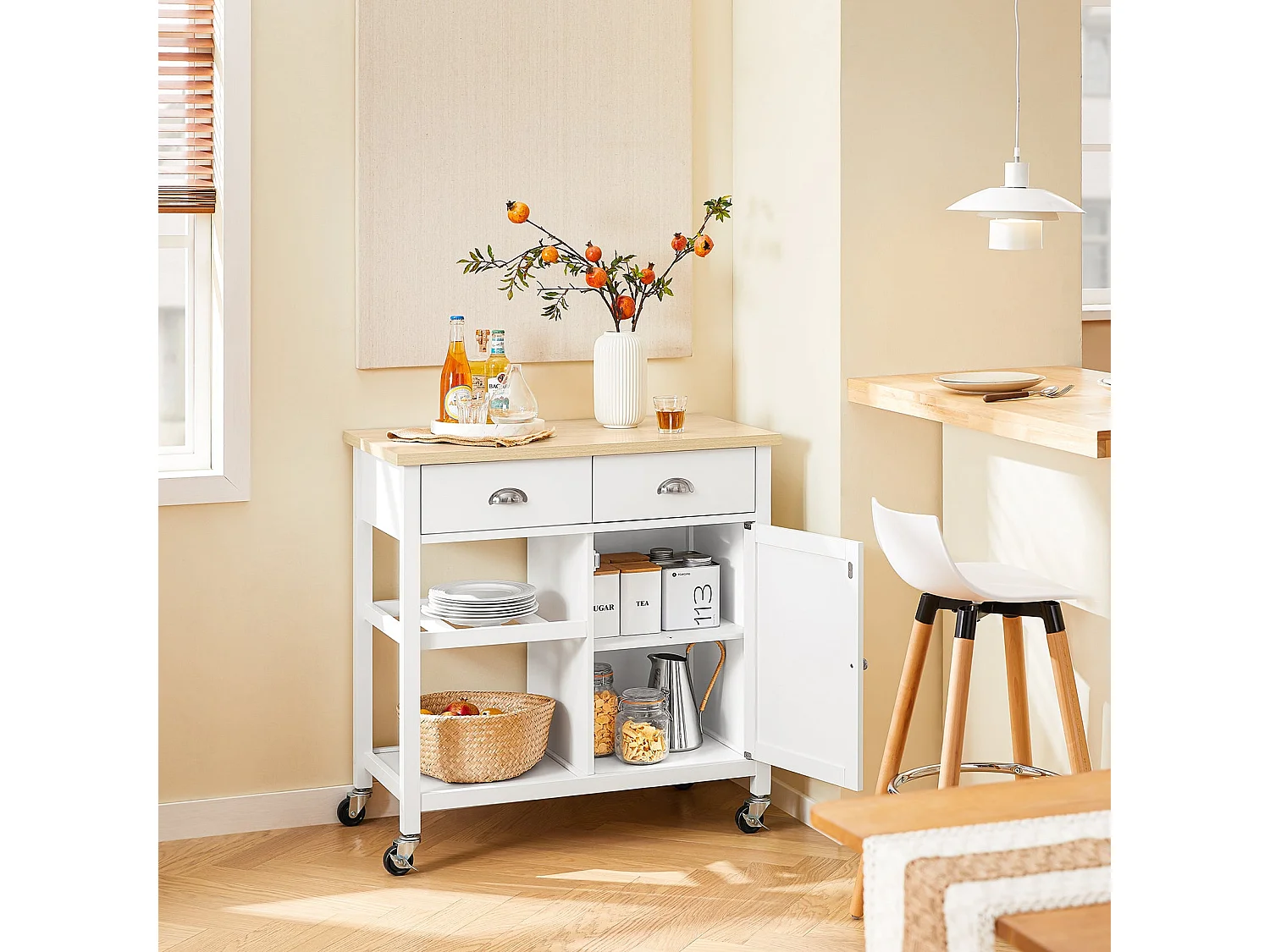 SoBuy Chariot de Cuisine Roulant Blanc 87 x 48 x 89 cm