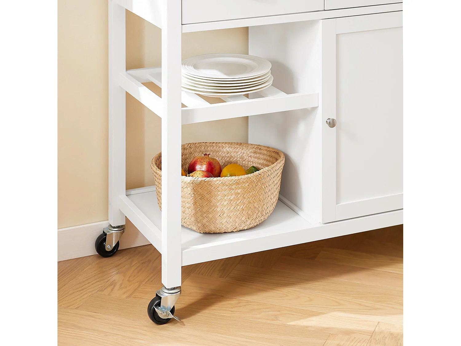 SoBuy Chariot de Cuisine Roulant Blanc 87 x 48 x 89 cm