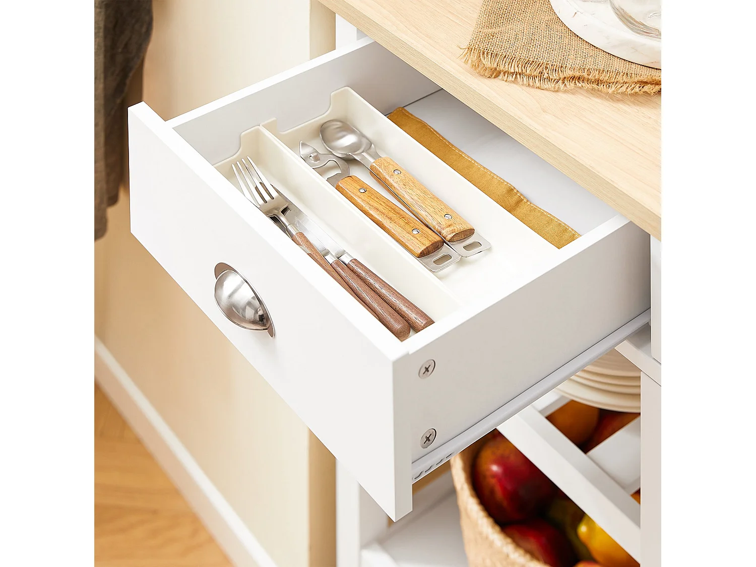 SoBuy Chariot de Cuisine Roulant Blanc 87 x 48 x 89 cm