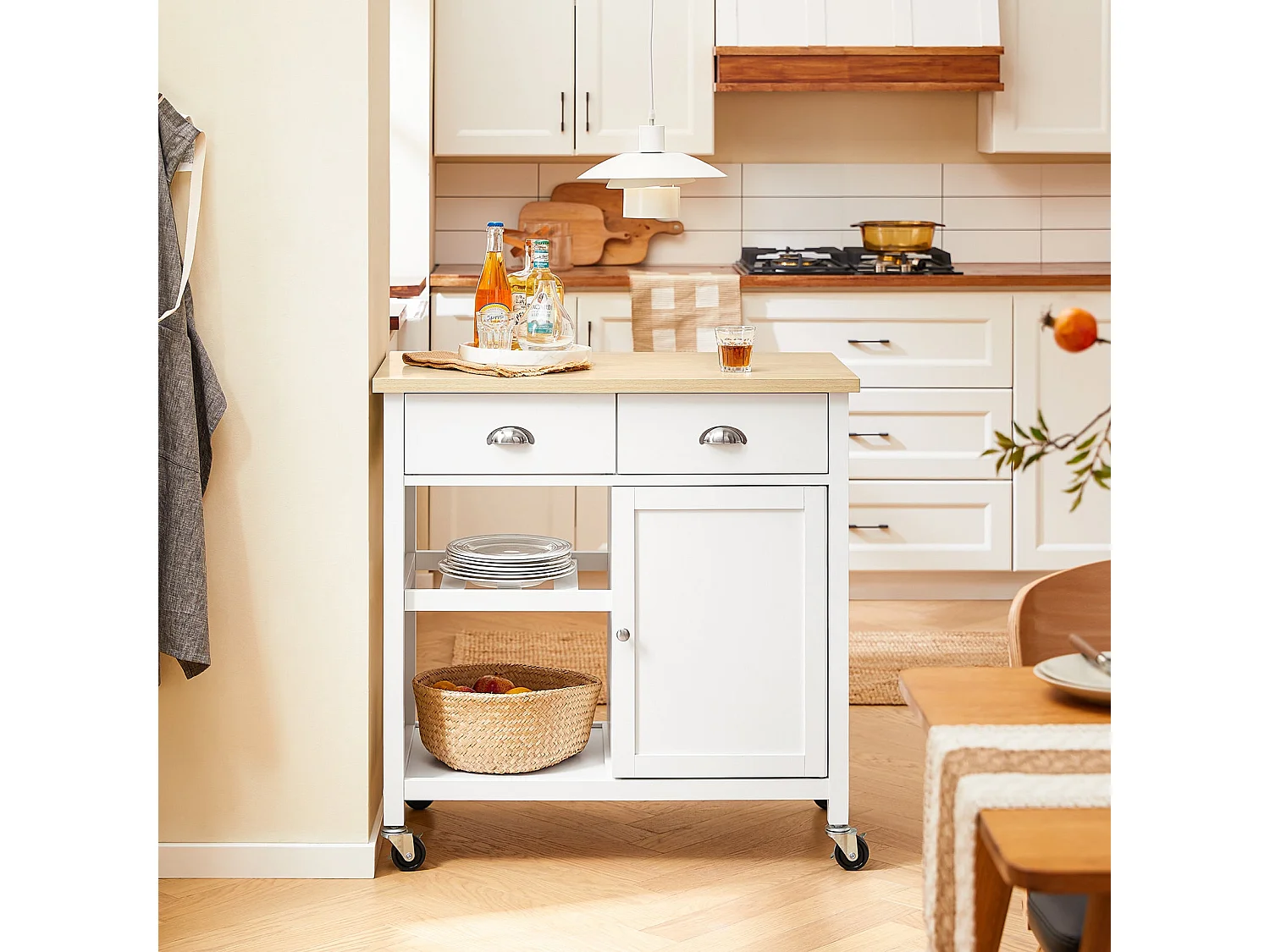 SoBuy Chariot de Cuisine Roulant Blanc 87 x 48 x 89 cm