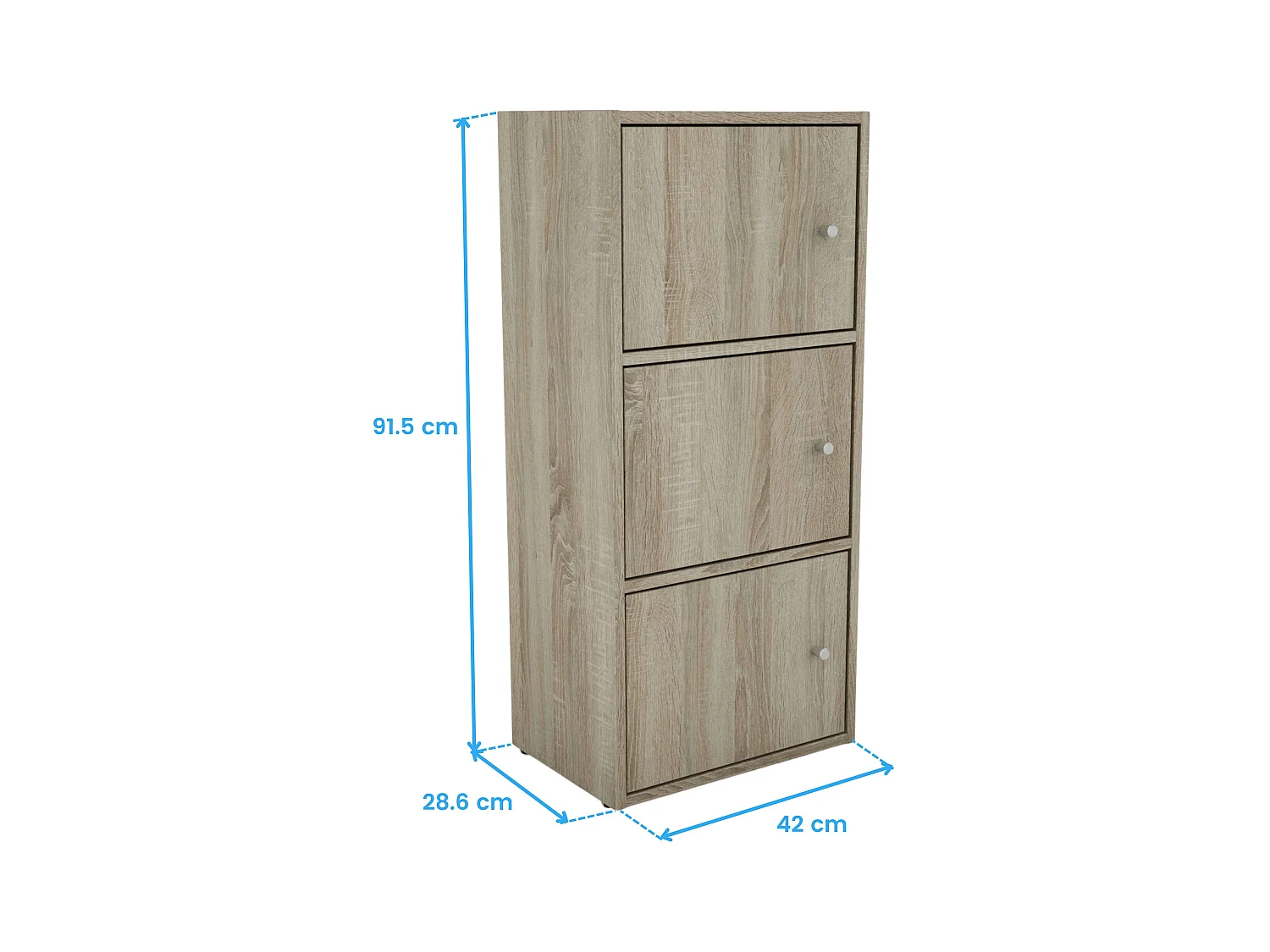 Armoire auxiliaire Plea à 3 portes, chêne Sonoma, 42 x 91,5 x 28,6 cm, salon