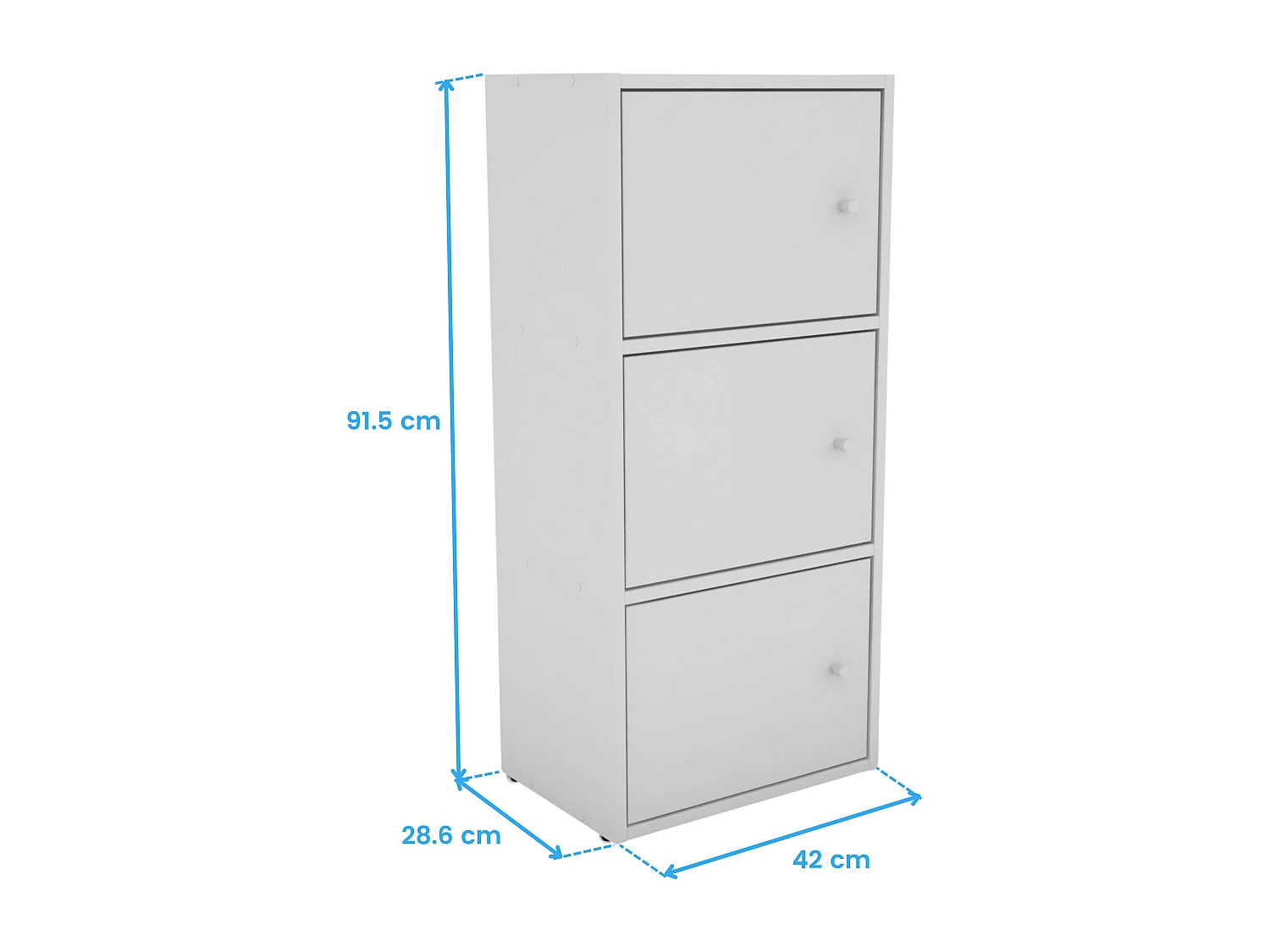 Meuble d'appoint de salon Plea avec 3 portes, blanc, 42 x 92 x 29 cm