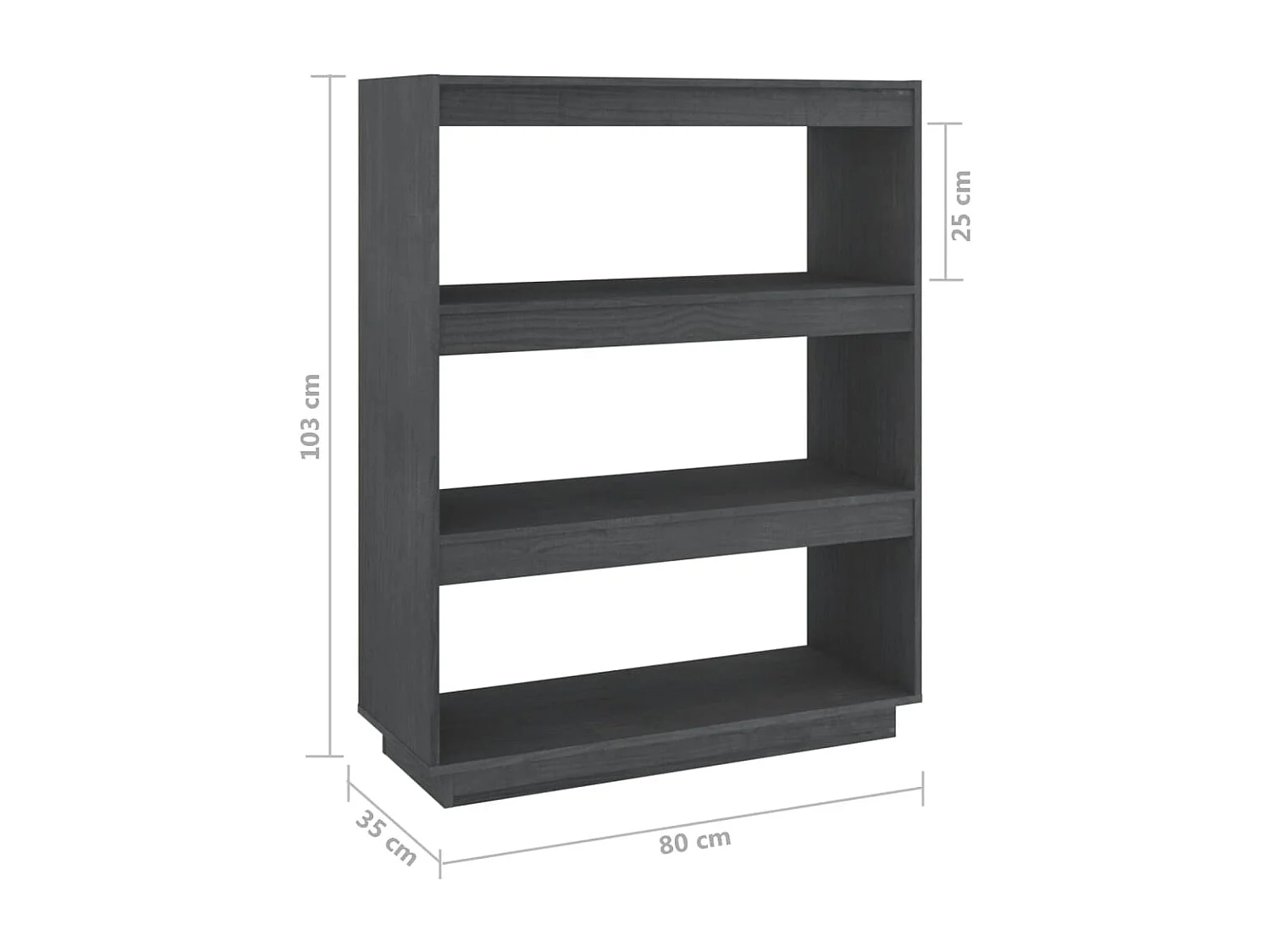 Alisha  Bibliothèque/Séparateur de pièce Gris 80x35x103 cm Pin massif