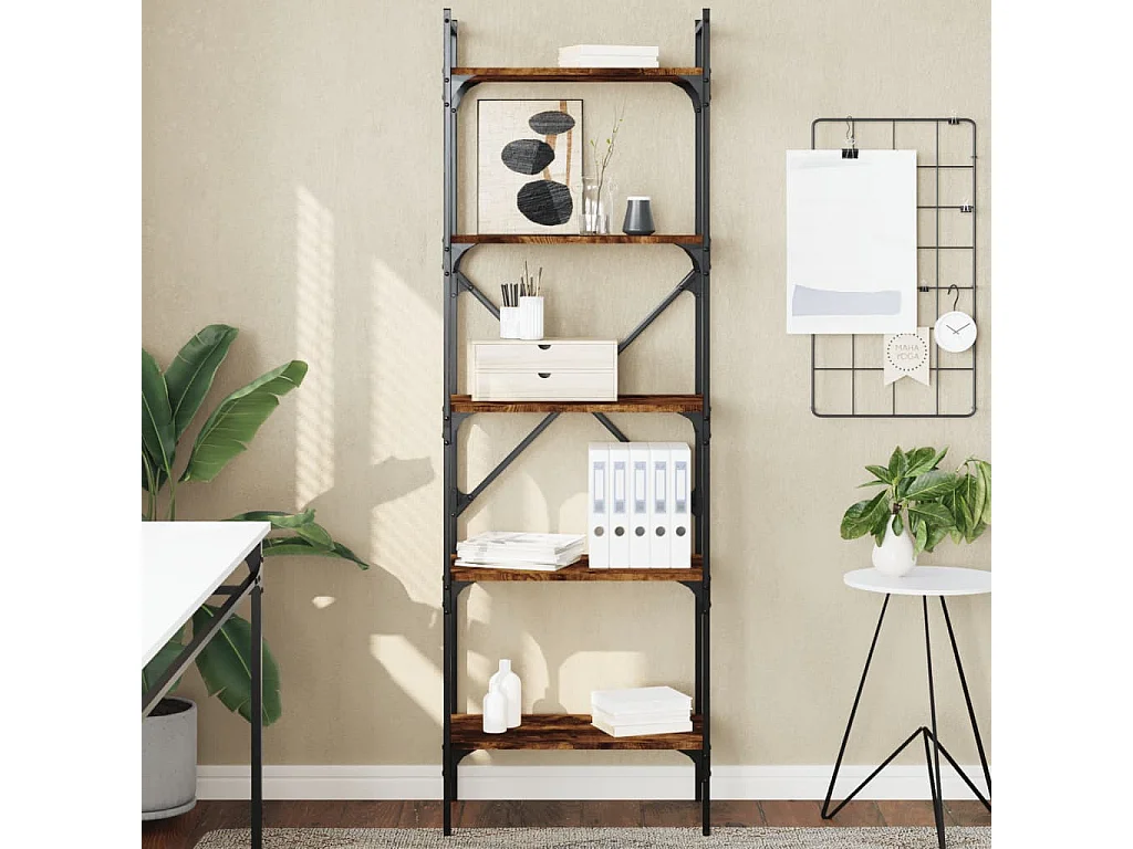 Fredrikstad  Boekenkast 5-laags 56x31,5x174 cm bewerkt hout gerookt eiken