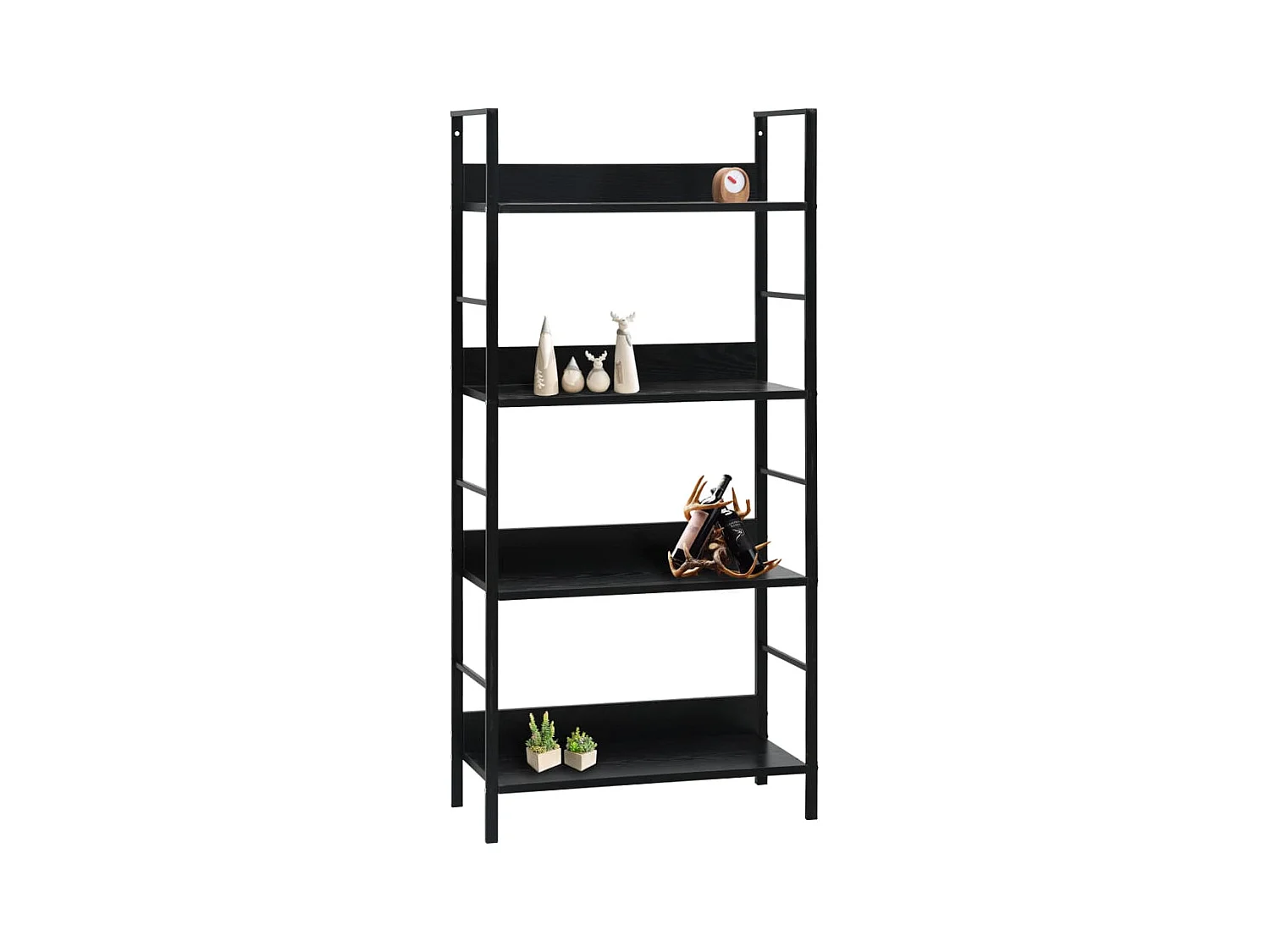 Uggeløse  Bibliothèque à 4 niveaux noir 60x27,6x124,5cm bois d'ingénierie
