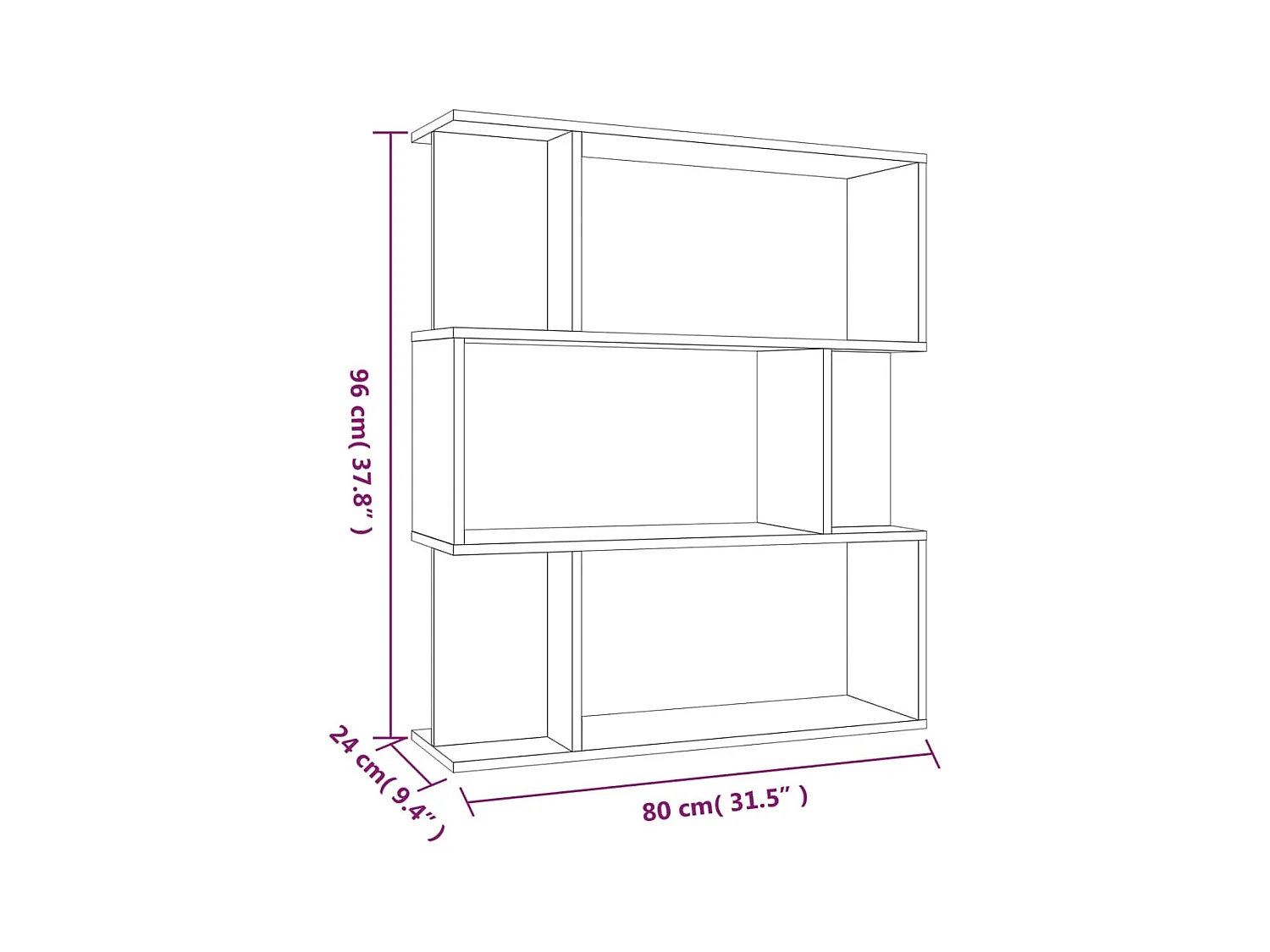 Gyran  Bibliothèque/Cloison Sonoma gris 80x24x96 cm Bois d'ingénierie
