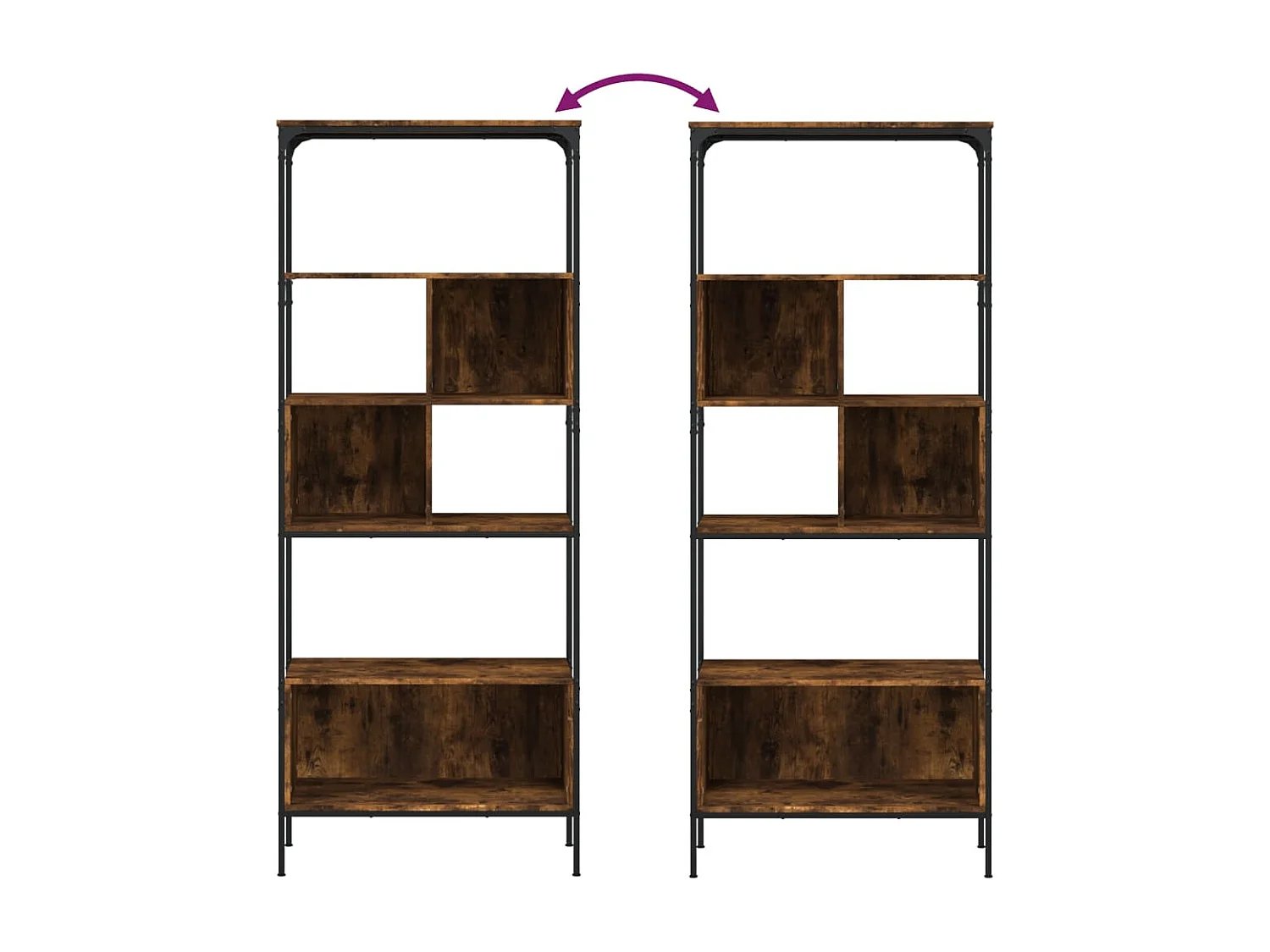 Jytte  Bibliothèque 5 niveaux chêne fumé 76x33x188,5 cm