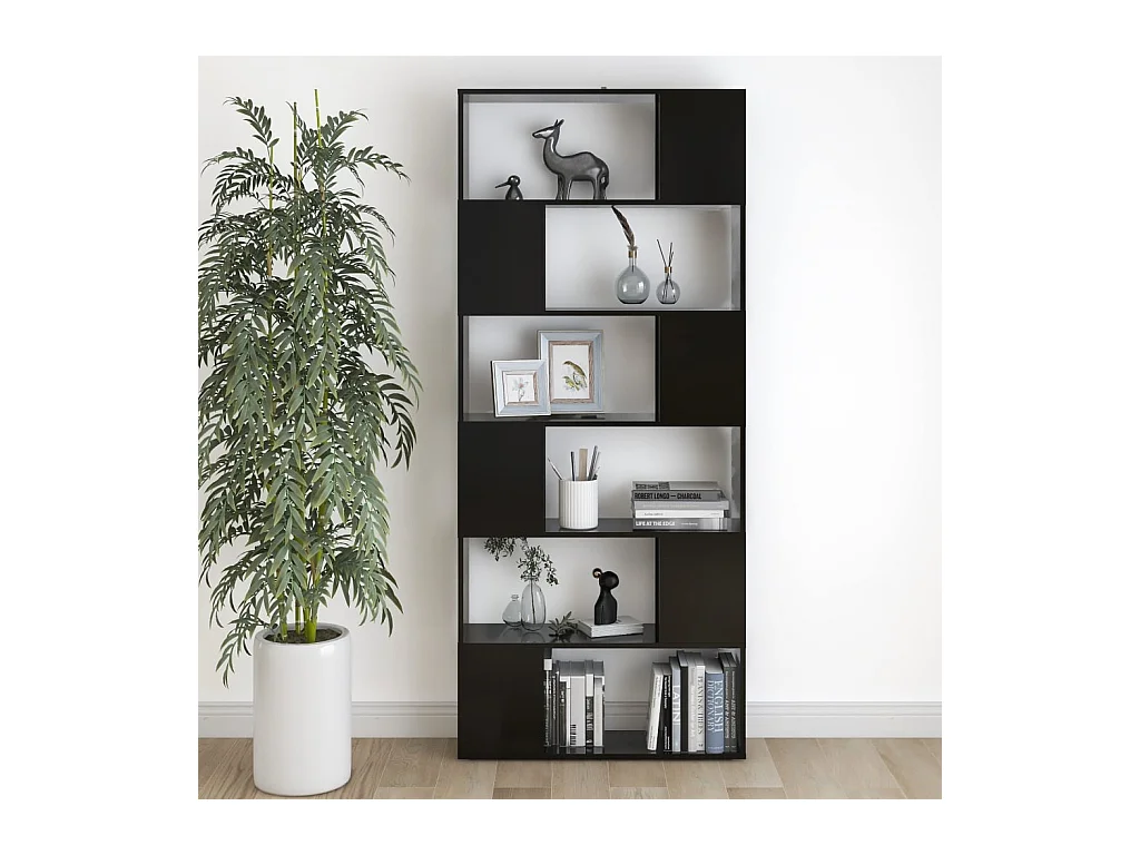 Norman  Bibliothèque/Séparateur de pièce Noir Bois d'ingénierie