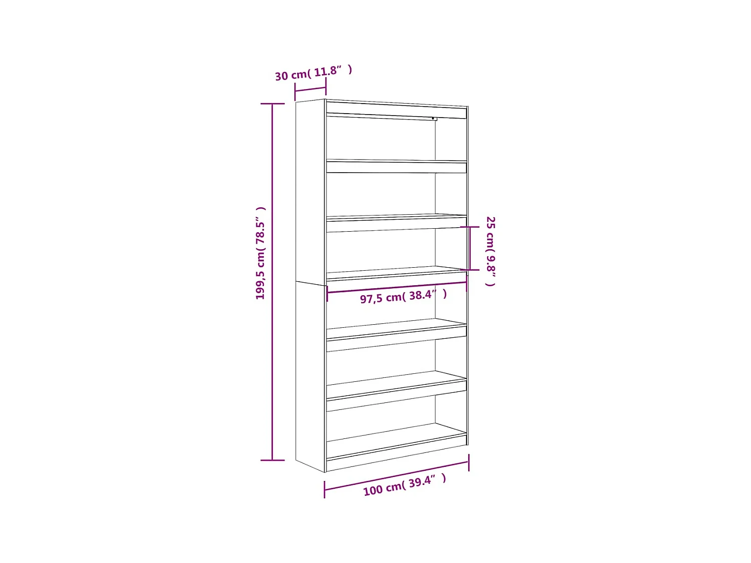 Centerville  Bibliothèque/Séparateur de pièce 100x30x199,5 cm bois de pin