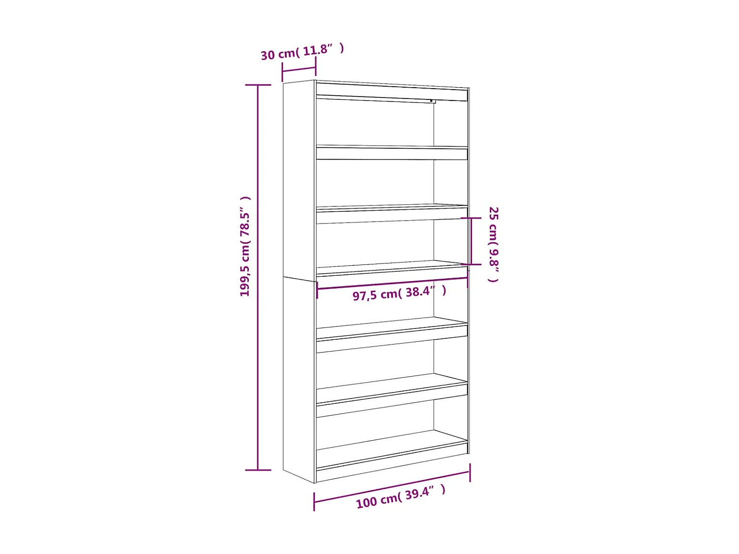 Centerville  Bibliothèque/Séparateur de pièce 100x30x199,5 cm bois de pin