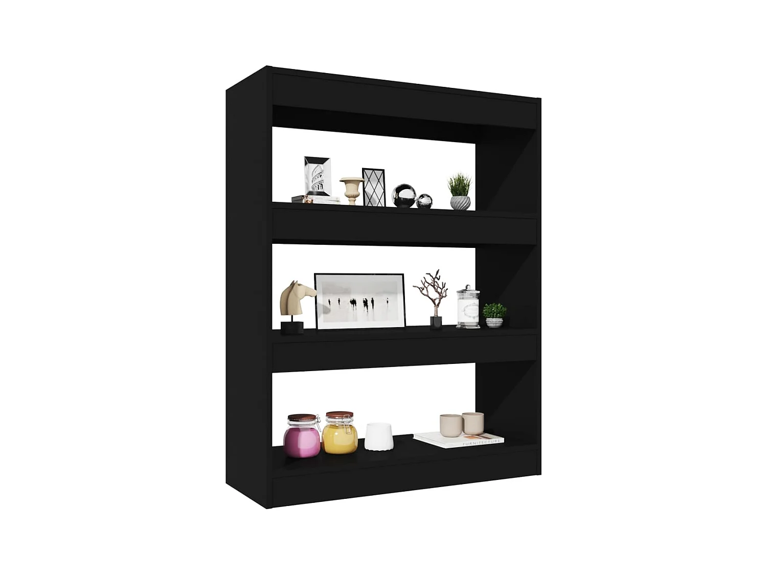 Qerlin  Bibliothèque/Cloison Noir 80x30x103 cm Bois d'ingénierie