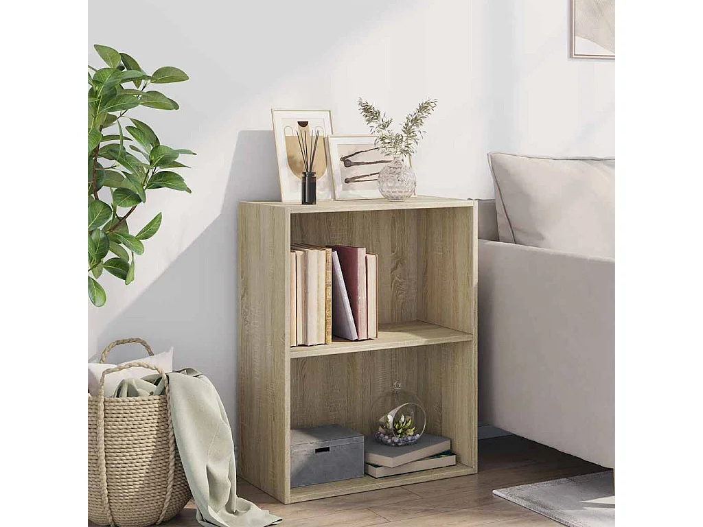 Siro  Boekenkast 2 schappen 60x30x76,5 cm bewerkt hout sonoma eiken