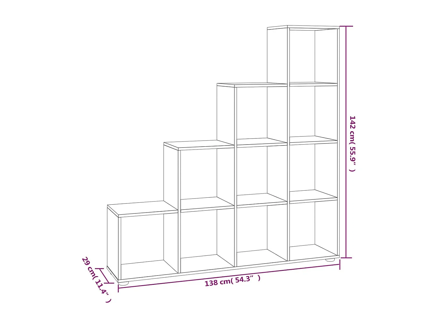 Hilde  Bibliothèque escalier Sonoma gris 142 cm Bois d'ingénierie