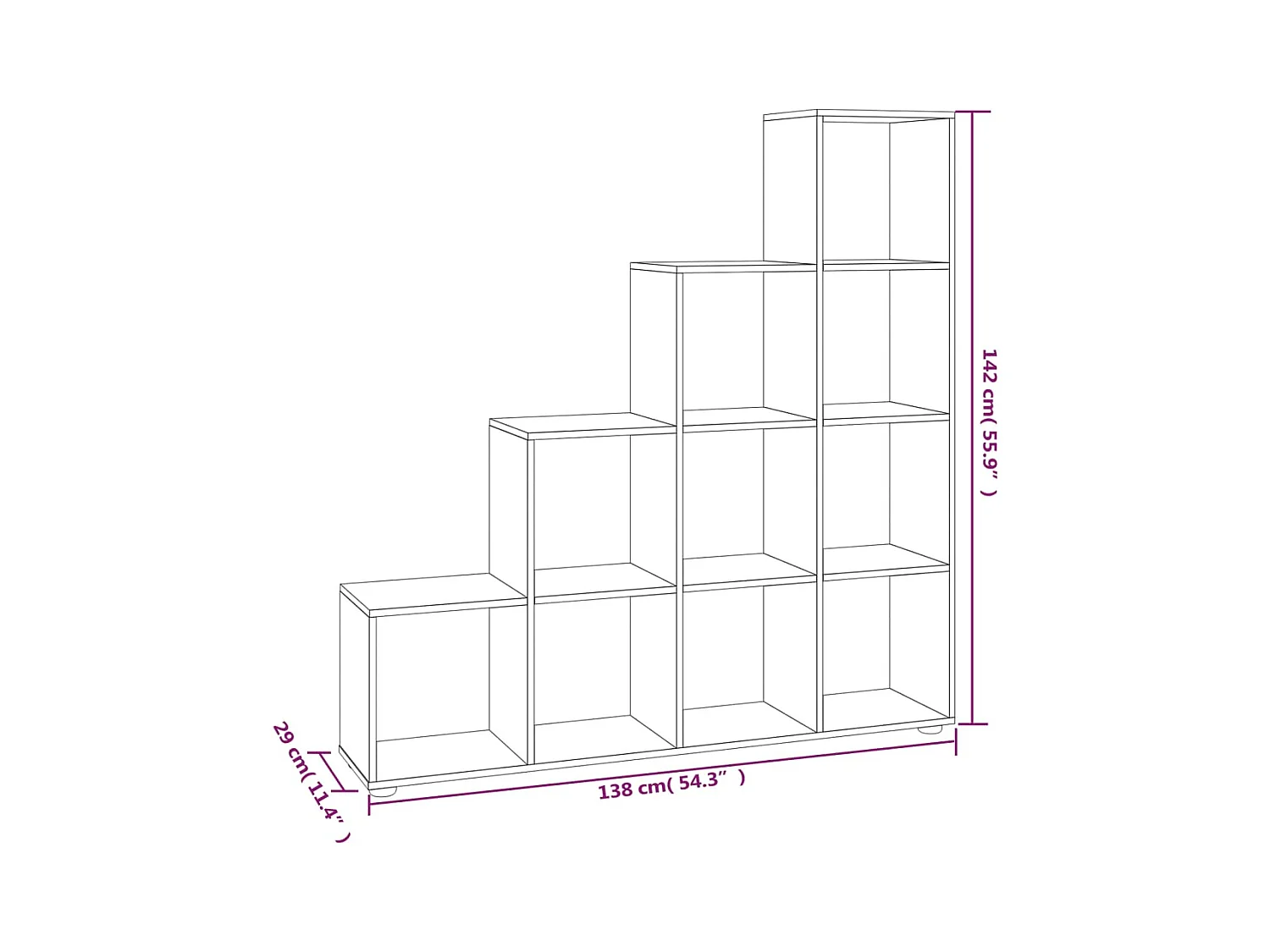 Hilde  Bibliothèque escalier Sonoma gris 142 cm Bois d'ingénierie