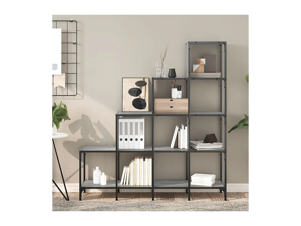 Rylanor  Bibliothèque sonoma gris 122x30x132 cm bois ingénierie et métal