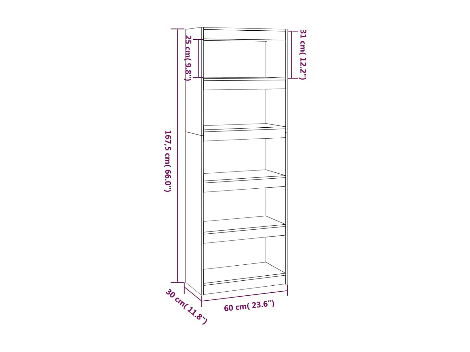 Colgate  Bibliothèque/Séparateur de pièce 60x30x167,5 cm pin massif