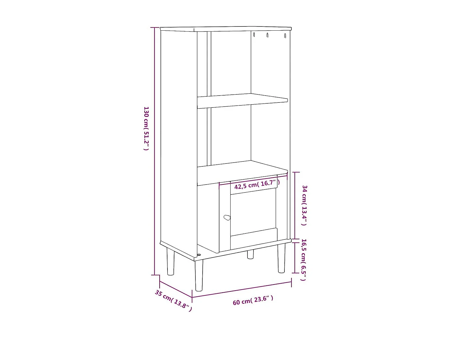 Jerome Brian  Bibliothèque SENJA aspect de rotin marron bois massif de pin