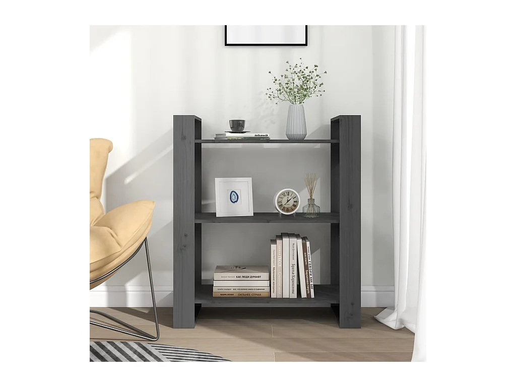 Sophie-Aurélie-Marie  Bibliothèque/Séparateur de pièce Gris 80x35x91 cm Pin solide