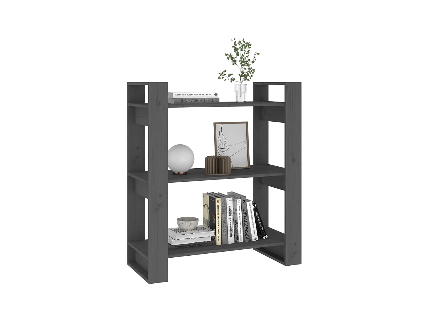 Sophie-Aurélie-Marie  Bibliothèque/Séparateur de pièce Gris 80x35x91 cm Pin solide