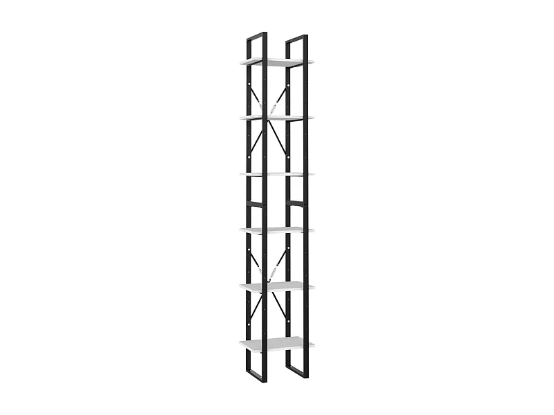 Drachten  Bibliothèque à 6 niveaux blanc 40x30x210 cm bois ingénierie