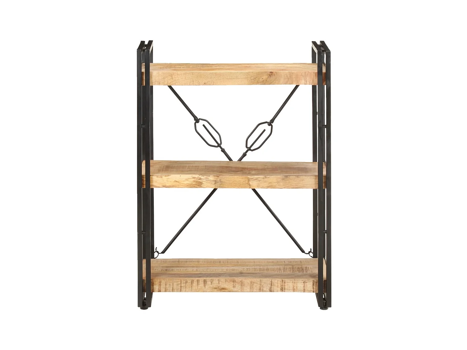 Yoan  Estantería de 3 niveles de madera maciza de mango 60x30x80 cm
