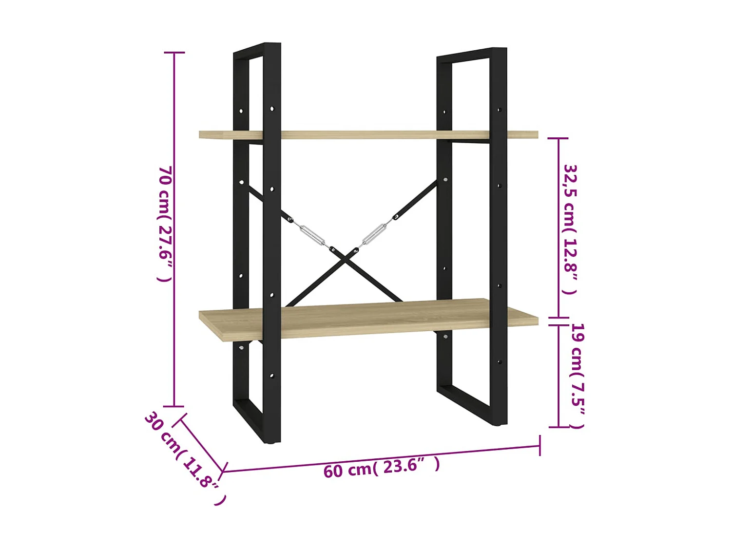Roermond  Bibliothèque à 2 niveaux chêne sonoma bois d'ingénierie