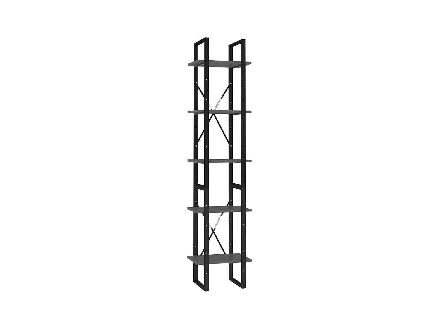 Edith  Boekenkast met 5 schappen 40x30x175 cm bewerkt hout grijs