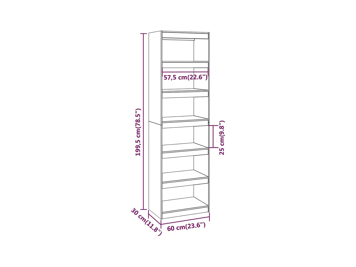 Colgate  Bibliothèque/Séparateur de pièce Blanc 60x30x199,5cm Pin massif