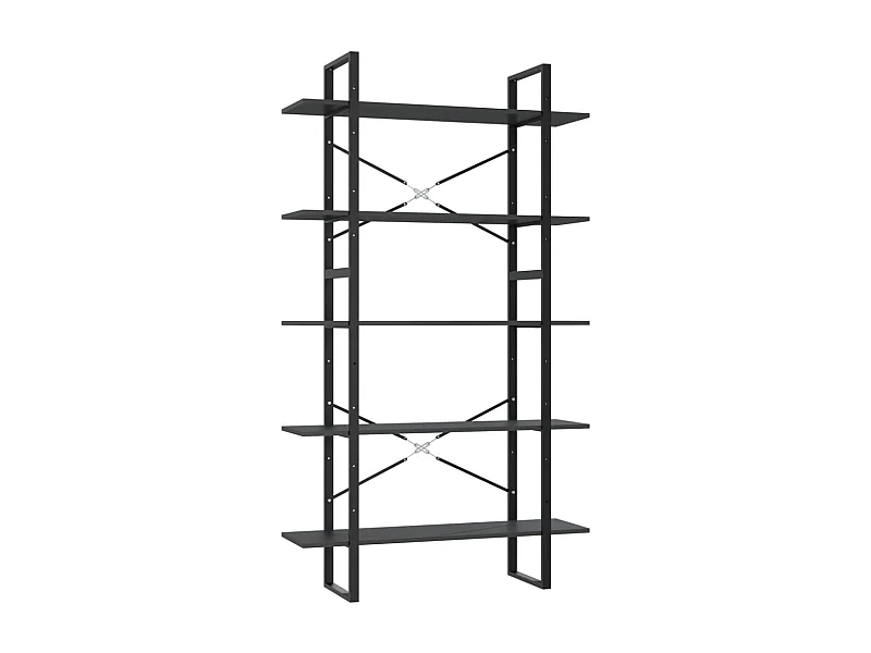 Edith  Bibliothèque à 5 niveaux Gris 100x30x175 cm Bois d'ingénierie