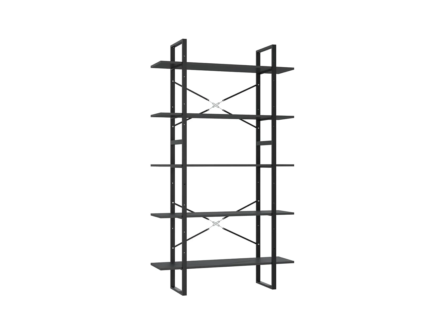 Edith  Boekenkast met 5 schappen 100x30x175 cm bewerkt hout grijs