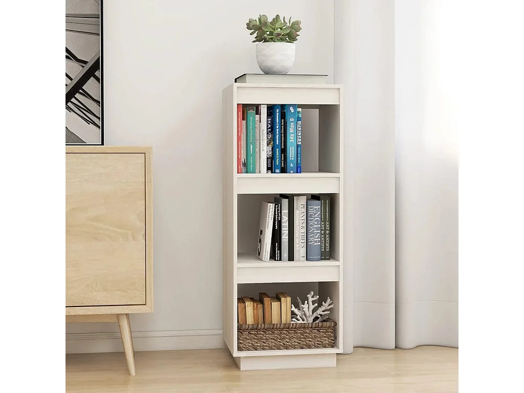 Alisha  Bibliothèque/Séparateur de pièce blanc 40x35x103 cm pin massif