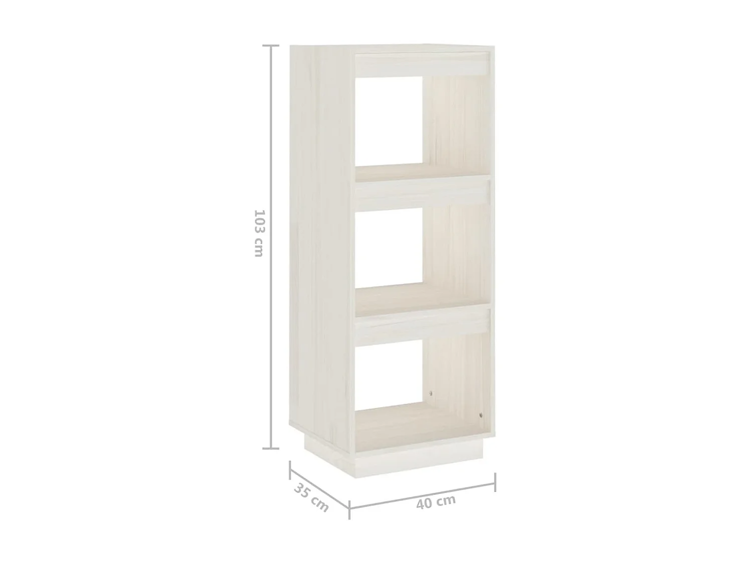 Alisha  Bibliothèque/Séparateur de pièce blanc 40x35x103 cm pin massif