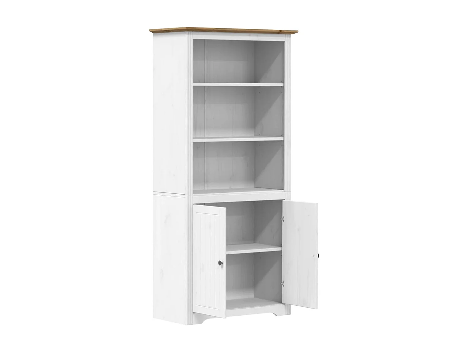 Claddaghduff  Bibliothèque BODO blanc and marron 82x40x173 cm bois massif pin