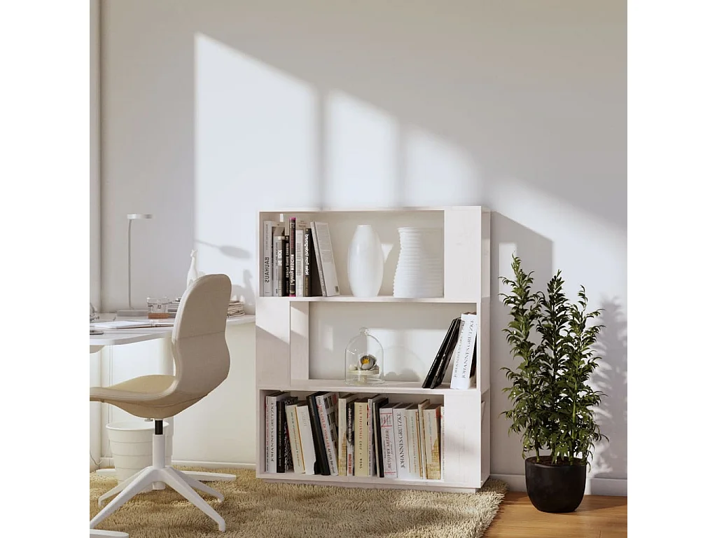 Ilpo  Bibliothèque/Séparateur de pièce Blanc 80x25x101 cm Pin massif