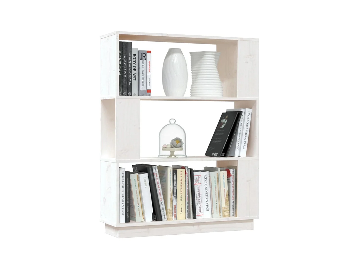 Ilpo  Boekenkast/kamerscherm 80x25x101 cm massief grenenhout wit