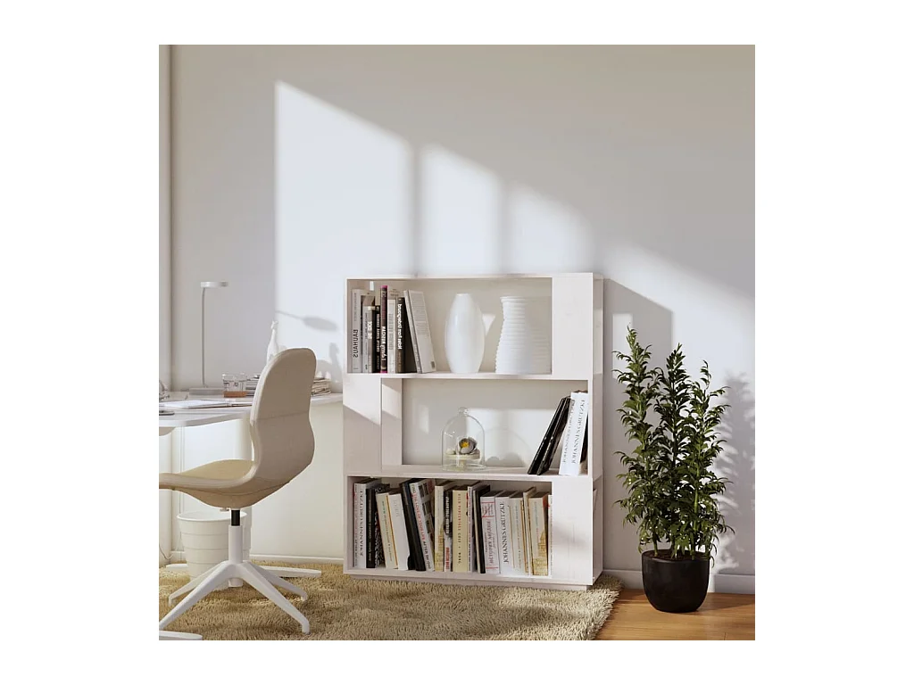 Ilpo  Boekenkast/kamerscherm 80x25x101 cm massief grenenhout wit