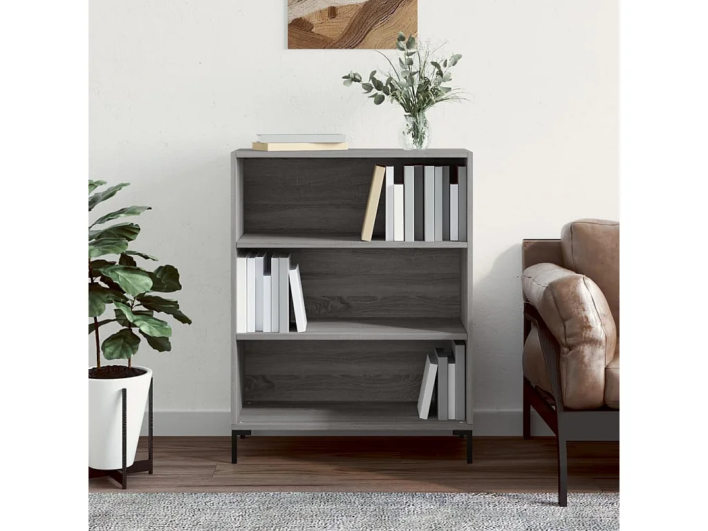 Arabel  Bibliothèque sonoma gris 69,5x32,5x90 cm bois d'ingénierie