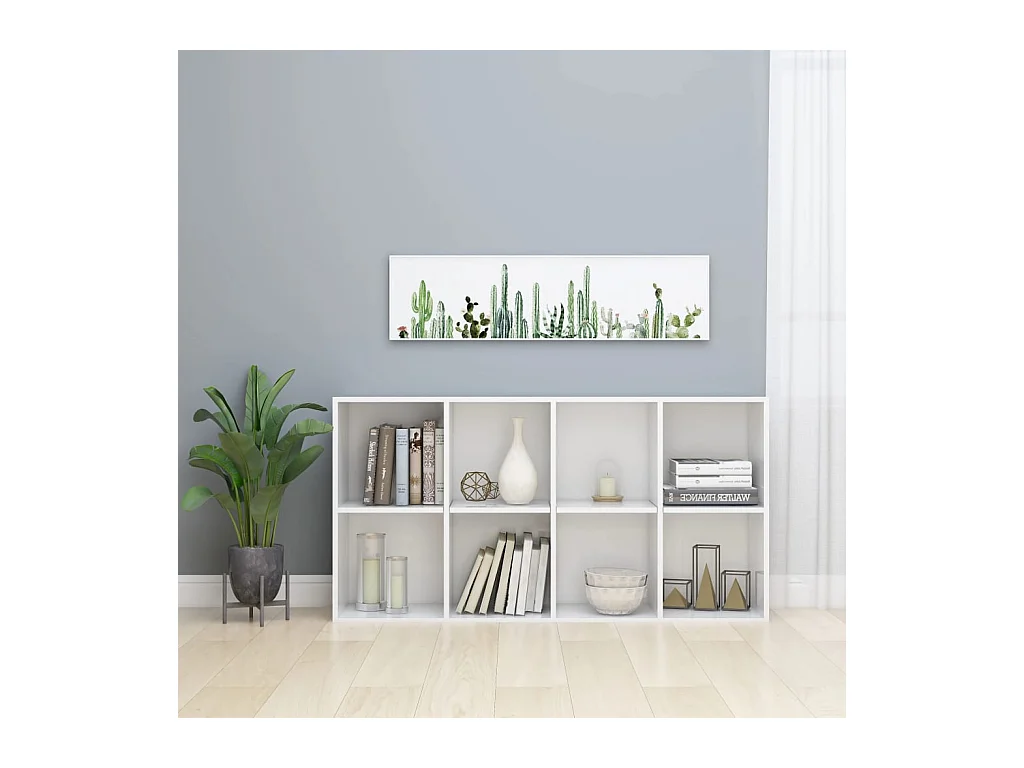 Prolenta Premium -  Boekenkast/dressoir 66x30x130 cm bewerkt hout hoogglans wit