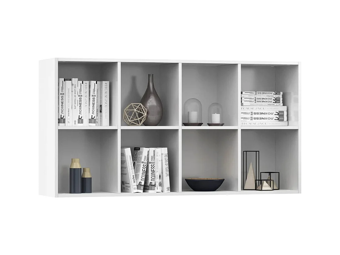 Prolenta Premium -  Boekenkast/dressoir 66x30x130 cm bewerkt hout hoogglans wit